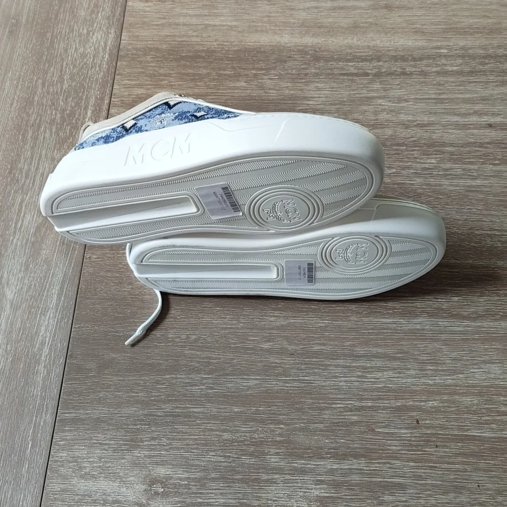 MCM Vintage Monogram‎ Jacquard Low-Top Platform Sneakers Blue 7.5 New in Box